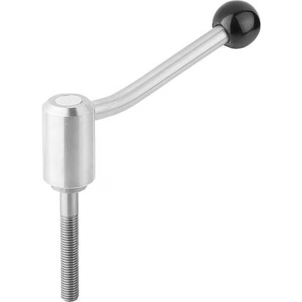Adjustable Tension Levers in stainless, with ext. thread, 20°, metric, Kipp, Mfr#: K0109.3121X80